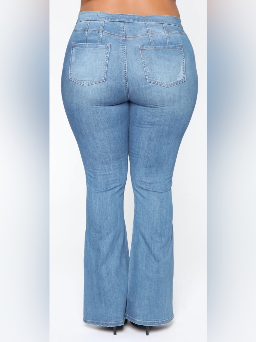 Fashion Nova Junk In The Trunk Light Wash Distressed Flare Jean Plus Size 22 NWT - Picture 4 of 16